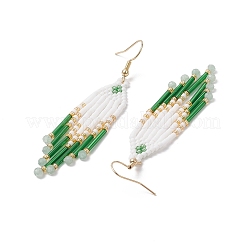 Orecchini pendenti con perline di vetro e nappe in acciaio inossidabile 304&nbsp;EJEW-MZ00432-04
