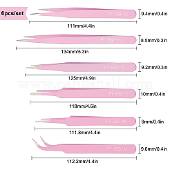 ステンレス鋼ビーズピンセットセット  パールピンク  11.7~12.5x0.9~1.05cm  6個/セット&nbsp;TOOL-SC0001-40