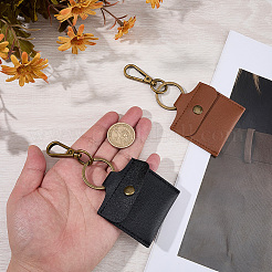 2 pochette de rangement pour bagues en cuir PU bicolore avec pendentif décoratif&nbsp;KEYC-CL0001-58B