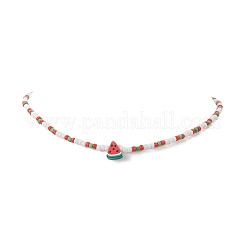 Collares de cuentas de frutas de arcilla polimérica hechos a mano con tema de verano&nbsp;NJEW-JN04157