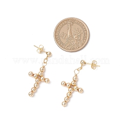 3 пара двухцветных серег-гвоздиков с крестообразным креплением из латуни&nbsp;EJEW-JE06479