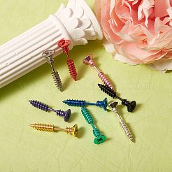 18 шт. 9 цвета вакуумное покрытие PVD нержавеющая сталь 304 унисекс панк хип-хоп рок серьги-гвоздики в форме гвоздика с винтами EJEW-SZ0001-28