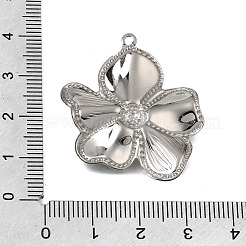 304ステンレスペンダント  花のチャーム  ステンレス鋼色  24.5x20x1.7mm  穴：1.2mm&nbsp;X-STAS-K322-25A-P