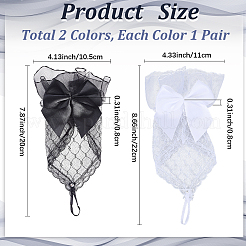 2 пара двухцветных полиэстеровых кружевных перчаток с бантом AJEW-GF0010-62