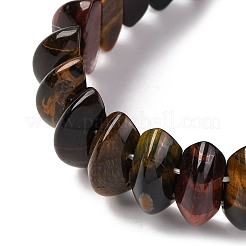 Биконус натуральный желтый синий тигровый глаз бусины эластичные браслеты для женщин мужчин BJEW-C097-05P