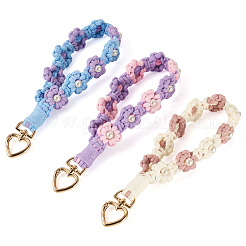 3 шт. хлопчатобумажные плетеные цветочные подвески-украшения&nbsp;AJEW-TA0002-72C