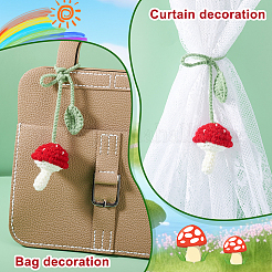 Вязаные крючком шерстяные подвески в виде грибов и листьев своими руками.&nbsp;AJEW-WH0314-465