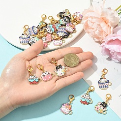 24 шт. 6 стиля подвесных украшений из эмалевого сплава с печатью&nbsp;HJEW-YW00247