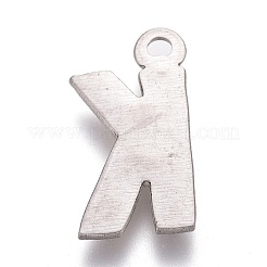 変色しにくい304ステンレススチールペンダント  アルファベット  文字.k  16x8x2mm  穴：1.4mm&nbsp;STAS-H119-01P-K