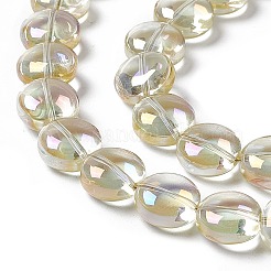 電気メッキガラスビーズセット  フル虹メッキ  フラットラウンド  ライトゴールデンロッドイエロー  12~12.5x6.5mm  穴：1mm  約50個/連  23.62インチ（60cm）&nbsp;EGLA-L033-FR05