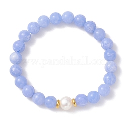 Браслеты из натуральных окрашенных синих кружевных бусин агата для женщин&nbsp;BJEW-JB12931-02