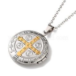 Женские ожерелья с медальоном Святого Бенедикта из нержавеющей стали 304&nbsp;NJEW-G187-02GP