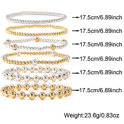 6 шт. 6 варианта модных женских круглых браслетов из латуни с бусинами&nbsp;XF3588-2