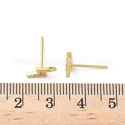 Серьги-гвоздики из латуни с микропаве из прозрачного кубического циркония с молнией&nbsp;EJEW-D318-07G