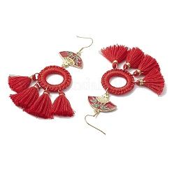 Orecchini lampadario con nappe in policotone per donna&nbsp;EJEW-JE06210