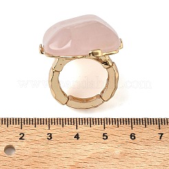 Bagues pour femmes en quartz rose naturel et alliage&nbsp;RJEW-G375-01G-01