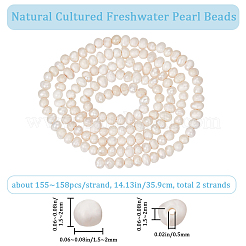 2 нить бусин из натурального культивированного пресноводного жемчуга PEAR-BBC0001-19