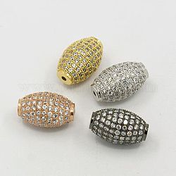 Messing Mikro ebnen Zirkonia Perlen, Oval, Mischfarbe, 16x11.5 mm, Bohrung: 2 mm