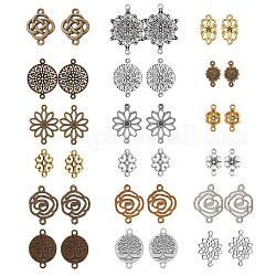 SUNNYCLUE 72Pcs 18 Styles Flower Connector Charms Flower Links Connectors Sunflower Lotus Clover Charm Filigree Connectors for Jewelry Making Charms Women Adults DIY Earring Necklace Bracelet Craft