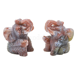 Natural Agate Carved Healing Elephant Figurines, Reiki Stones Statues for Energy Balancing Meditation Therapy, Random Color, 35x40x50mm