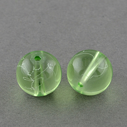 Ziehbank transparente Glasperlen Stränge, gischt gemalt, Runde, lime green, 8 mm, Bohrung: 1.3~1.6 mm, 31.4 Zoll