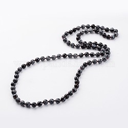 Flocon de neige naturelle colliers obsidienne, colliers de perles, ronde, 35 pouce