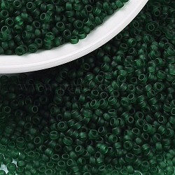 Miyuki runde Rocailles Perlen, japanische Saatperlen, 15/0, (rr156f) matt transparenter dunkler Smaragd, 15/0, 1.5 mm, Bohrung: 0.7 mm, ca. 5555 Stk. / 10 g