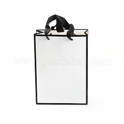 Sacs en papier rectangle, avec poignées, pour sacs-cadeaux et sacs à provisions, blanc, 22x16x0.6 cm