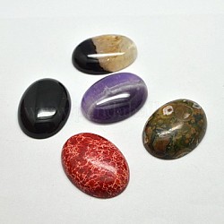 Кабошоны из камня, овальные, смешанный камень, разноцветные, 20x15x6 мм
