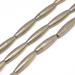 Natural Pyrite Rice Beads Strands, 30x7~8mm, Hole: 1mm, about 13pcs/strand, 15.7 inch