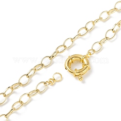 Collar de cadenas de cable de latón de 6 mm para hombres y mujeres, collar de cierres de anillo de resorte, real 18k chapado en oro, 16.14 pulgada (41 cm)