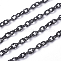 Chaînes de câbles texturées en 304 acier inoxydable, non soudée, avec bobine, ovale, électrophorèse noir, 3x2x0.6mm, environ 32.8 pied (10 m)/rouleau