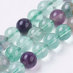 Natürliches Fluorit Perlenstränge, Runde, 8 mm, Bohrung: 1 mm, ca. 48 Stk. / Strang, 15.16 Zoll (38.5 cm)
