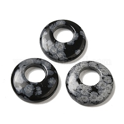 Natur Schneeflocken-Obsidian Anhänger, Donut/Pi-Scheibenanhänger, 27.5~28x4.5~5.5 mm