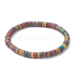 Эластичные браслеты Heishi Surfer в форме диска из полимерной глины, преппи-браслет, красочный, внутренний диаметр: 2-5/8 дюйм (6.6 см)