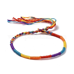 Bracelet cordon tressé en polyester, bracelet d'amitié réglable pour homme femme, colorées, 11-5/8~11-3/4 pouce (29.5~30 cm)