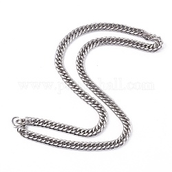 Collares de cadena de eslabones cubanos con corte de diamante de acero inoxidable 304 para hombres, con cierre de langosta, color acero inoxidable, 23.81 pulgada (60.5 cm), 8mm