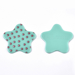 Opaque Printed Acrylic Cabochons, Star, Turquoise, 43x44x2~3mm