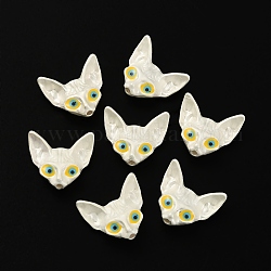Perles d'émail en alliage, tête de chat, mat couleur argent, 16x18x7mm, Trou: 1.5mm