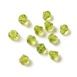 Cuentas de vidrio austriaco de imitación de vidrio, facetados, diamante, verde oliva, 4x4mm, agujero: 0.7 mm