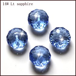 Abalorios de cristal austriaco de imitación, aaa grado, facetados, rerondana plana, azul aciano, 10x7mm, agujero: 0.9~1 mm