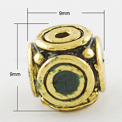 Handmade Indonesia Beads, with Alloy Cores, Cube, Antique Golden, Dark Olive Green, 9x9mm, Hole: 1.5mm