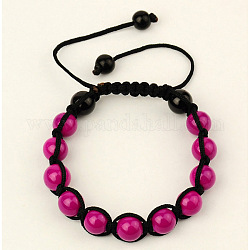 Fashion Bracelets, with Baking Painted Glass Beads and Nylon Thread, Medium Violet Red, 55~100mm