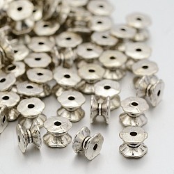 Tibet Silber doppelseitige Perlenkappen, Bleifrei und cadmium frei, Tube, Antik Silber Farbe, ca. 5 mm lang, 7 mm breit, Bohrung: 2 mm