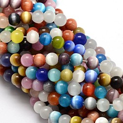 Katzenauge Perlen Stränge, Runde, Mischfarbe, 8 mm, Bohrung: 1.2 mm, ca. 50 Stk. / Strang, 15.5 Zoll