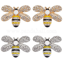 GORGECRAFT 4PCS Bee Rhinestone Alloy Buttons 2 Colors Crystal Embellishments Metal Shank Sewing Coat Buttons Embellishments DIY Crafts for Shoes Clothing Bags Hair Dress Accessories