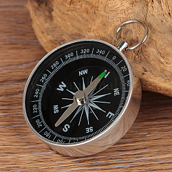Tragbarer Kompass aus Aluminiumlegierung, Kompass im Freien, Platin Farbe, 5.8x4.4x1 cm