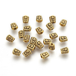 Tibetischer stil legierung perlen, Bleifrei und Nickel frei und Cadmiumfrei, Unregelmäßige Viereck, Antik Golden Farbe, 6x5x4 mm, Loch: 1 MMAC
