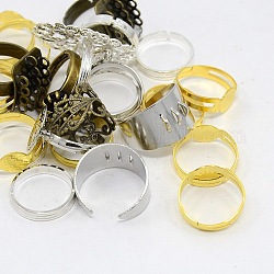 Impostazioni regolabili con anello di ottone regolabile in stile misto, colore misto, 16~19mm, vassoio: 8~32x8~24mm