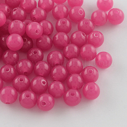 Imitation Jade Acrylic Beads, Round, Hot Pink, 20mm, Hole: 2mm, about 108pcs/500g